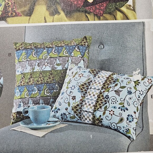 Simplicity Pattern #1340 Decorative Patchwork Pillows Square Rectangle Uncut - Picture 4 of 7